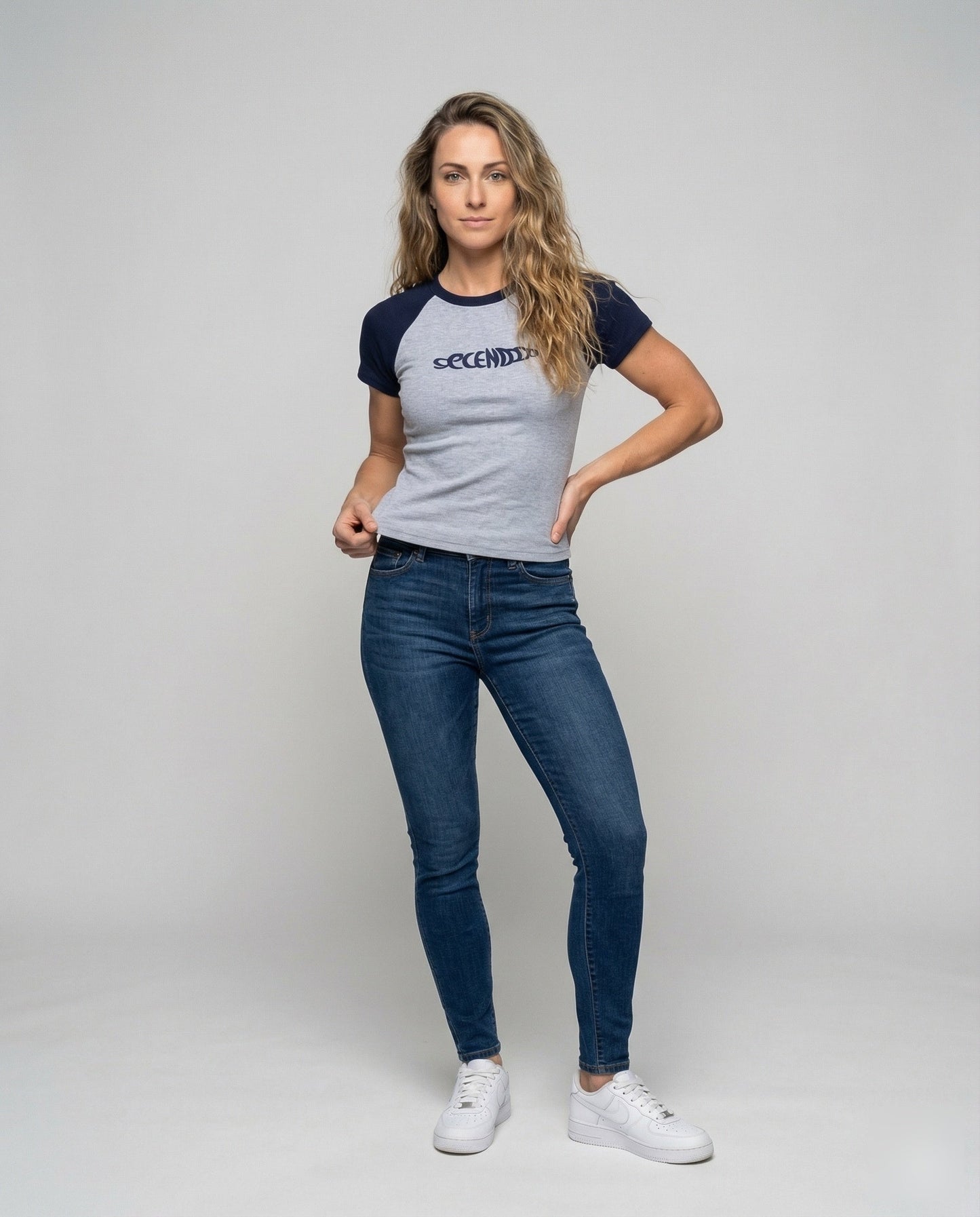 Damen Raglan-Shirt Figurbetont Rundhals Schwarz - Norvielle