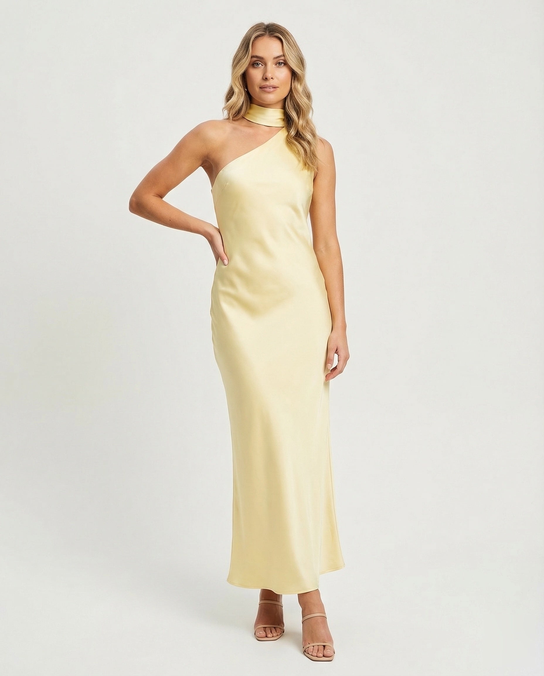 Damen Abendkleid Einschultrig Schräge Drapierung Schwarz - Norvielle