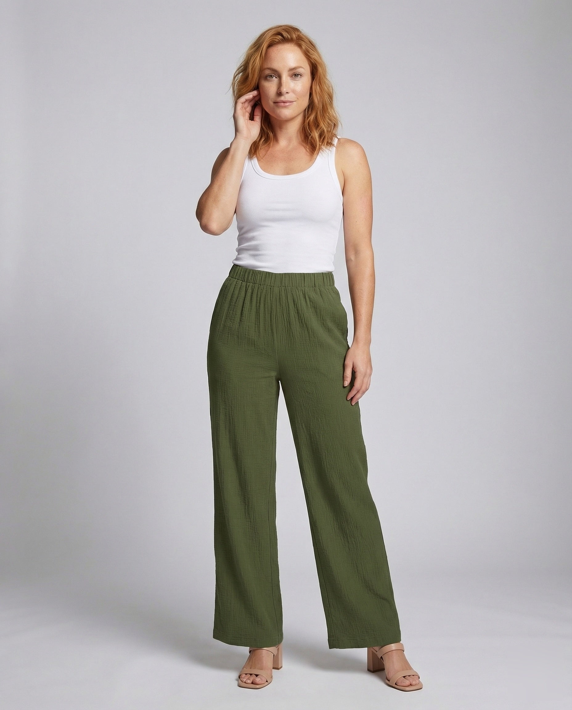 Damen Weithose Strukturjersey Gerader Schnitt - Norvielle