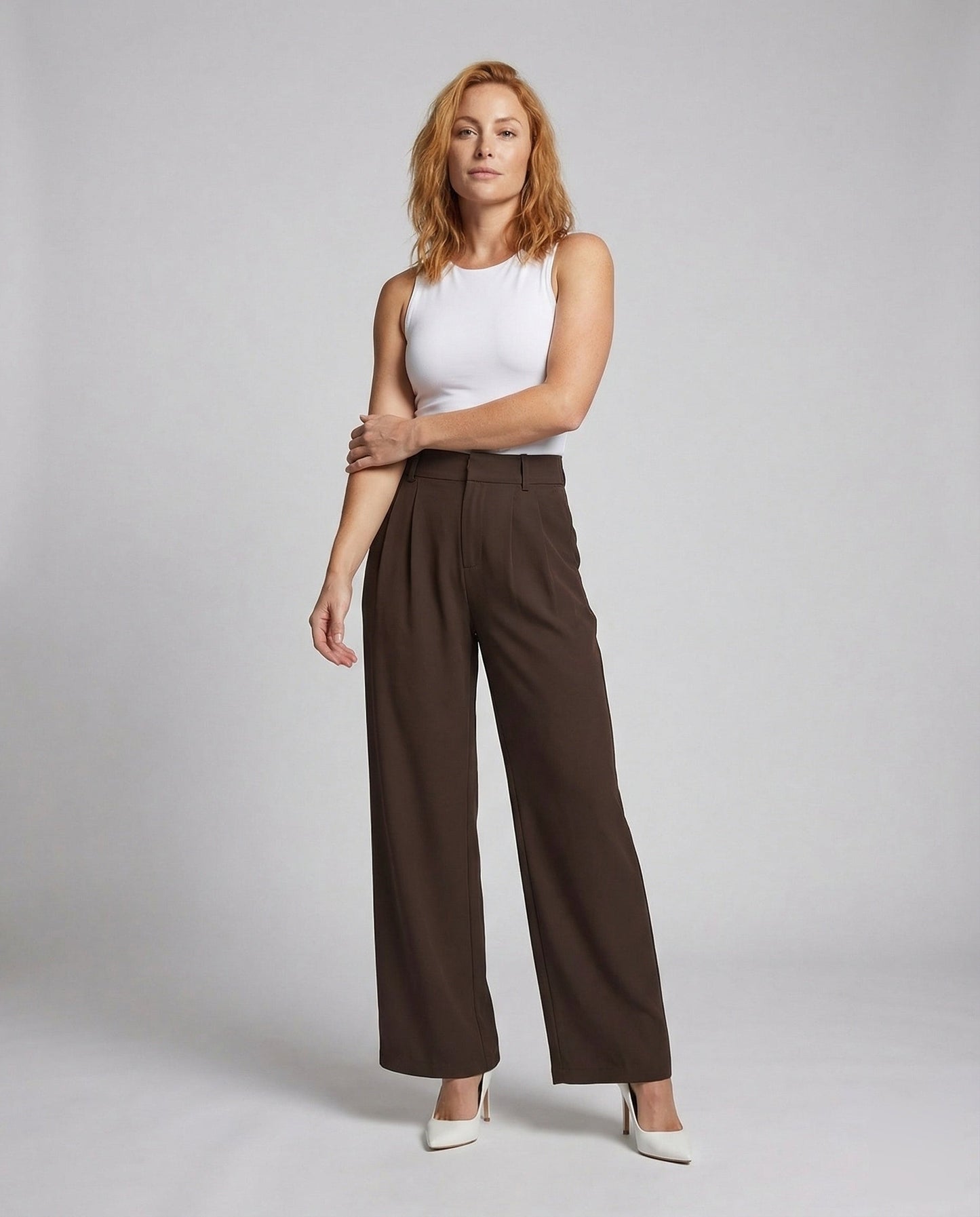 Damen Palazzohose Hohe Taille Bundfalten - Norvielle