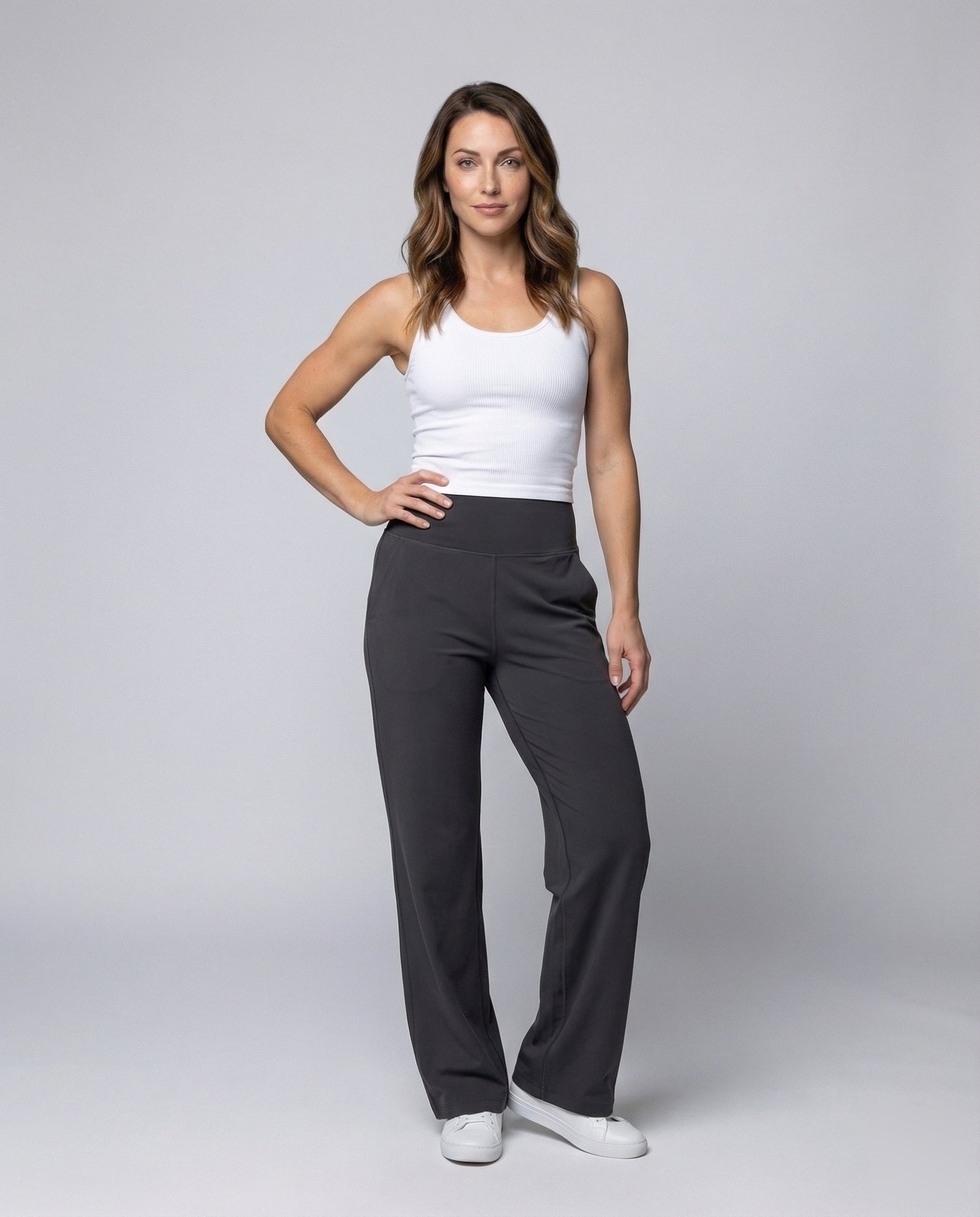 Damen Loungehose Hoch tailliert mit Eingrifftaschen - Norvielle