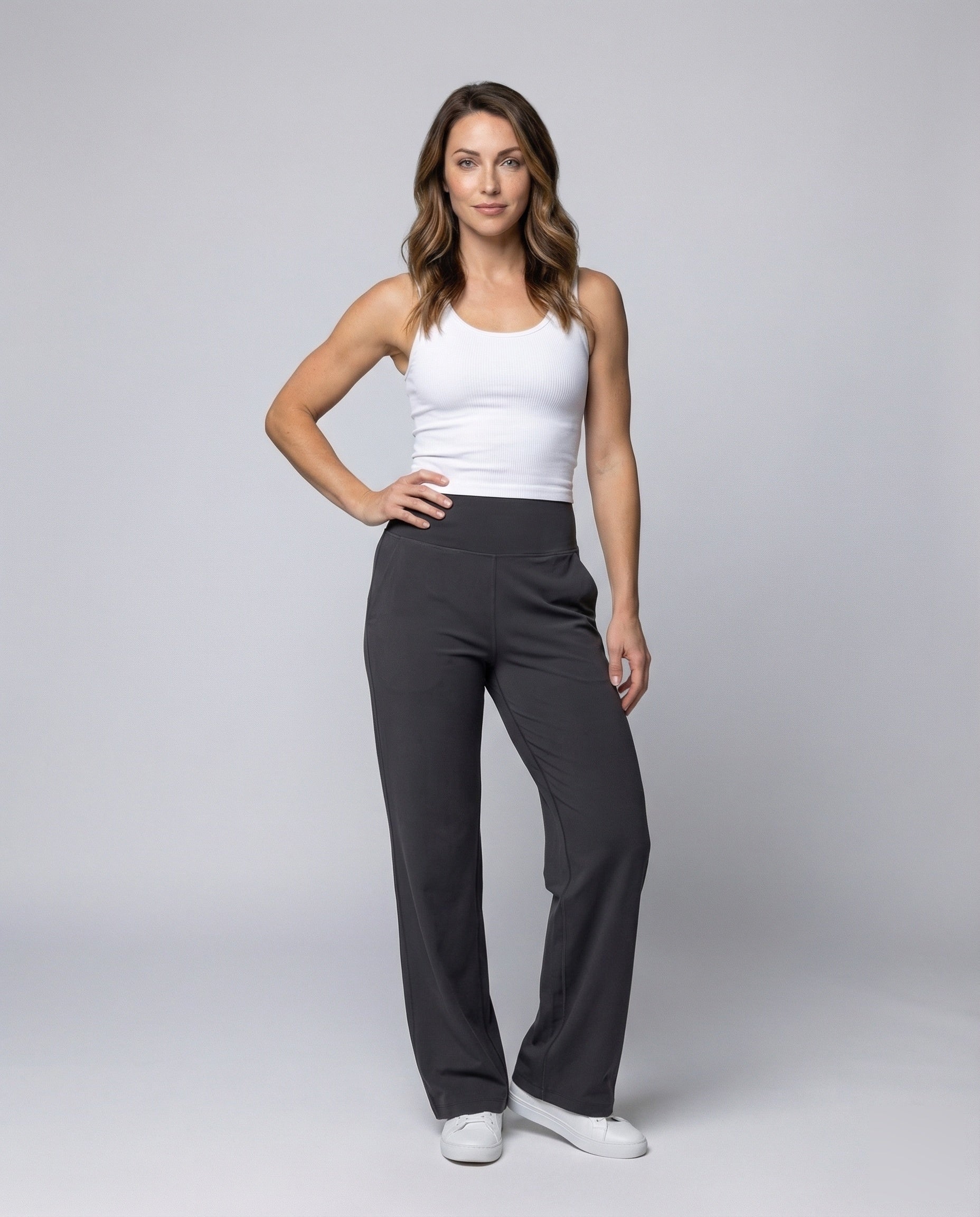 Damen Loungehose Hoch tailliert mit Eingrifftaschen - Norvielle