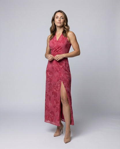 Damen Abendkleid Maxikleid Seide Optik Korsage Schwarz - Norvielle