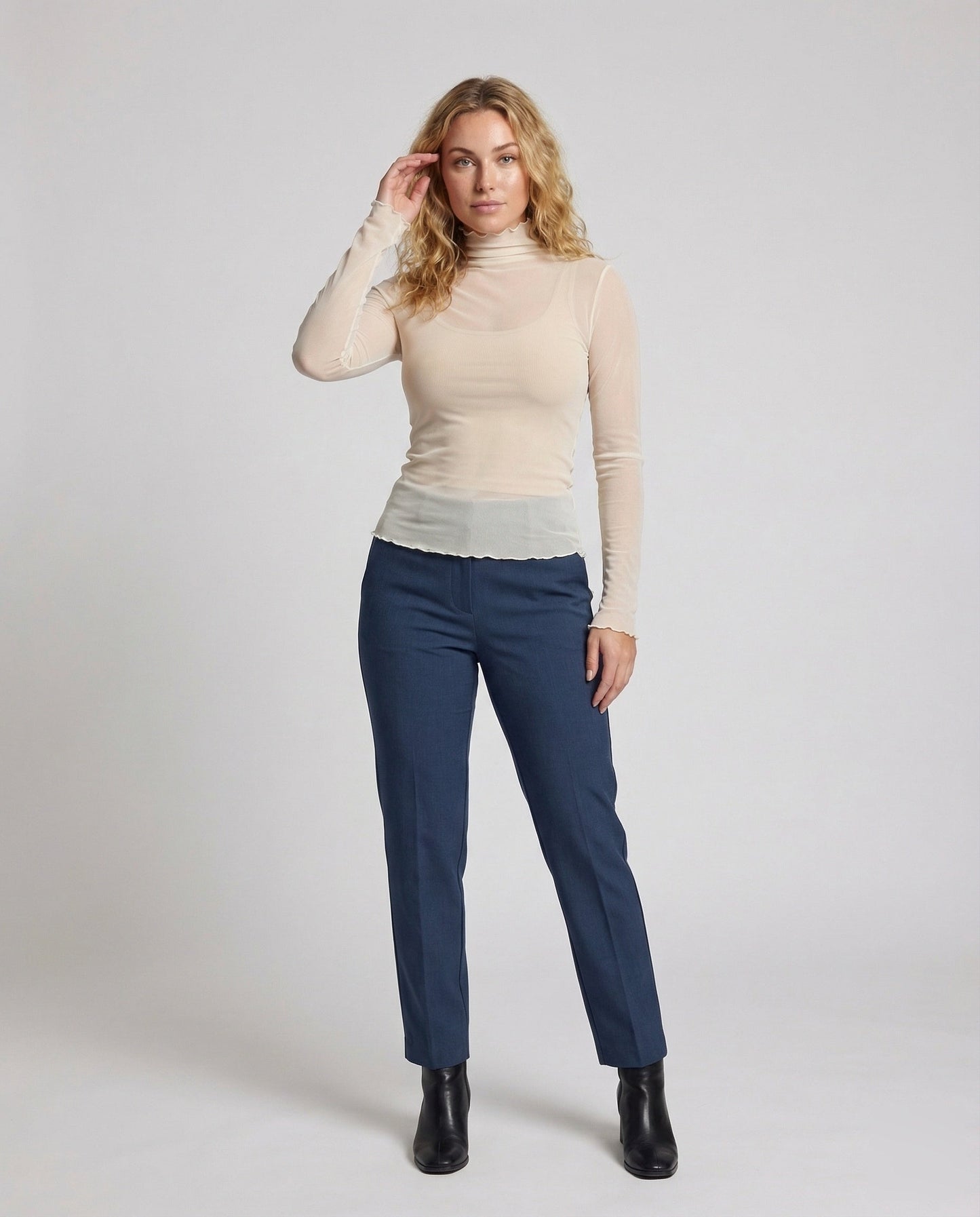 Damen Langarmshirt Mesh Geraffter Stehkragen Mit Daumenloch - Norvielle