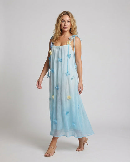 Damen Maxikleid Plissee Floralmuster - Norvielle