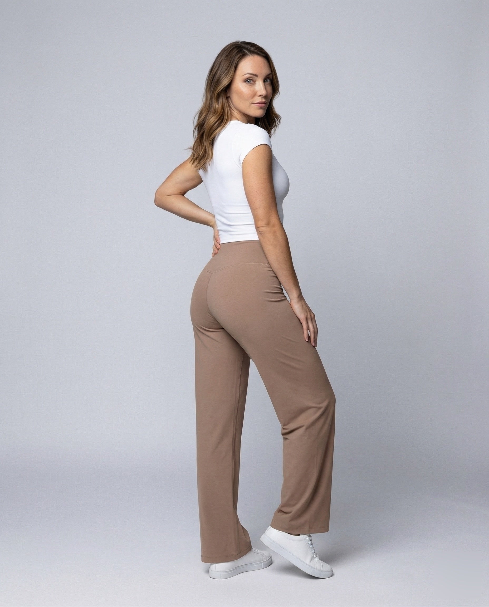 Damen Yoga-Hose Fließendes Bein Breiter Bund Schwarz - Norvielle