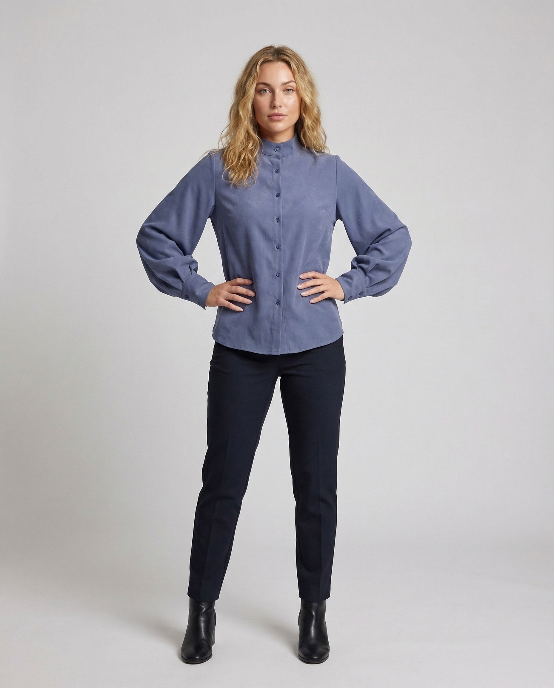 Damen Bluse Fließend Ballonärmel Breite Manschetten - Norvielle