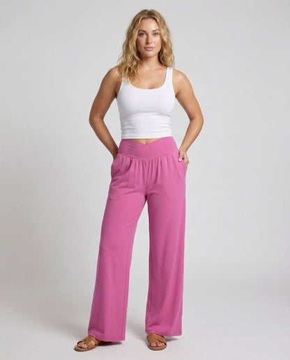 Damen Palazzo-Hose Überlappende V-Bund Weites Bein - Norvielle