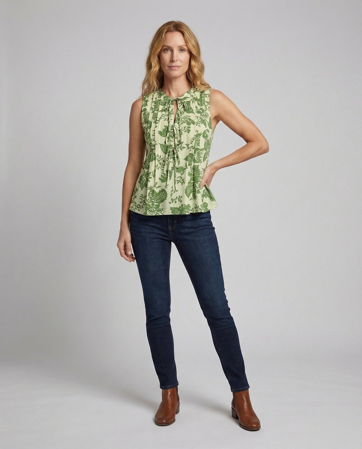 Damen Bluse Biesenmuster Mit Knotenverschluss und Schößchen - Norvielle