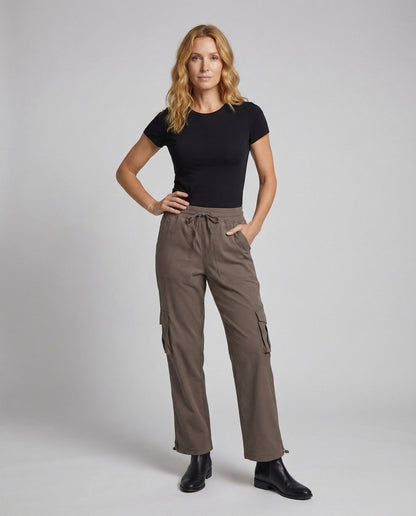 Damen Cargo-Hose Fleece-Futter Tunnelzug Schwarz - Norvielle