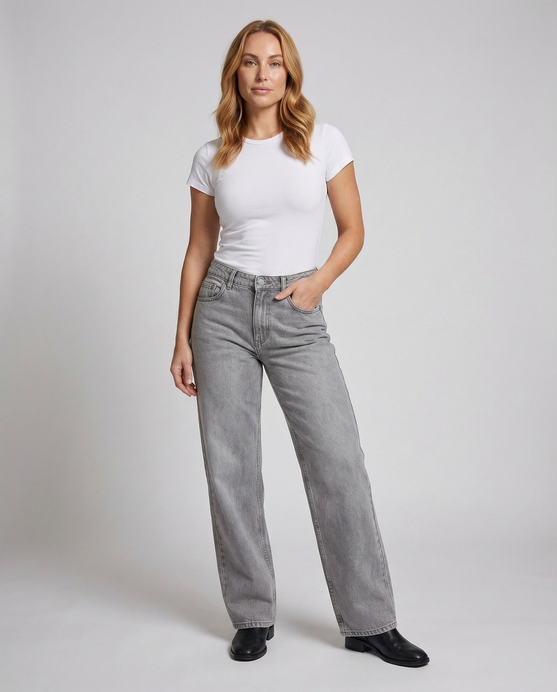 Damen Gerade Geschnittene Jeans Niedrige Bundhöhe - Norvielle