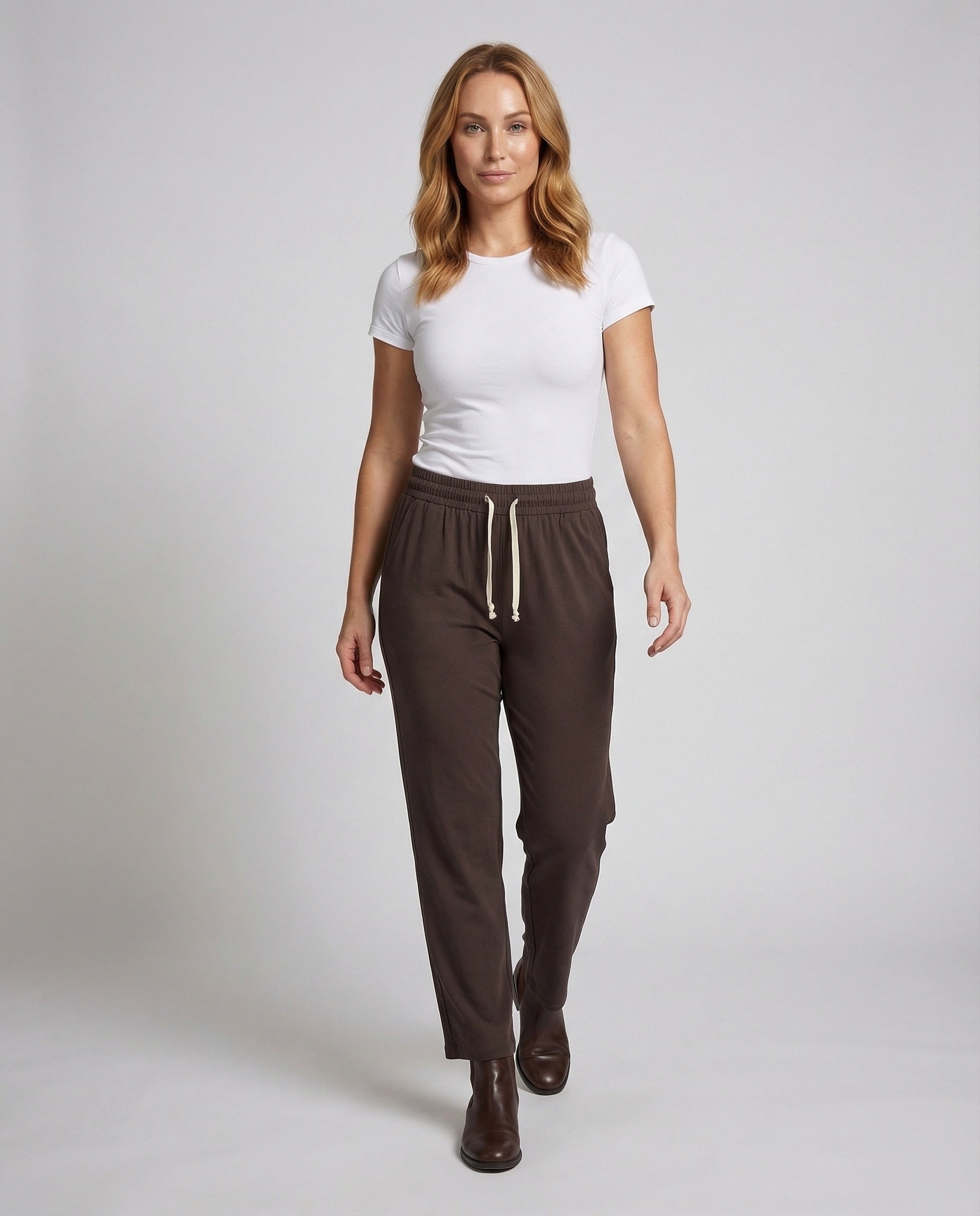 Damen Freizeithose Baumwolljersey Bequem Schwarz - Norvielle