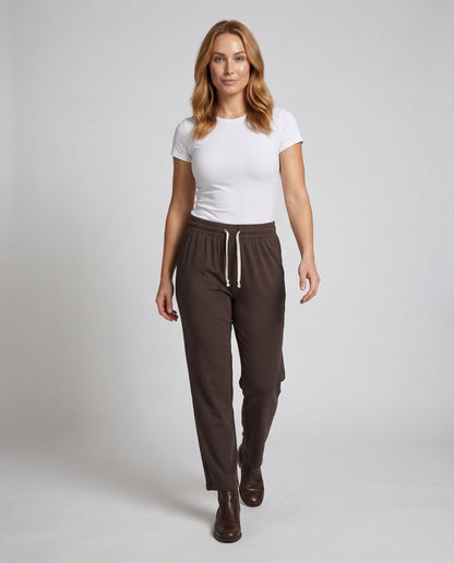 Damen Freizeithose Baumwolljersey Bequem Schwarz - Norvielle