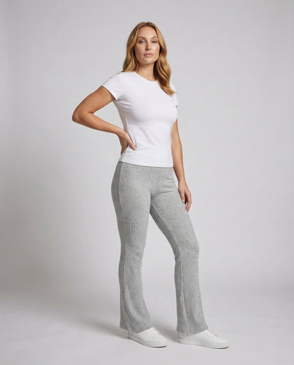 Damen Slim-Fit Strickhose Gerippt - Norvielle