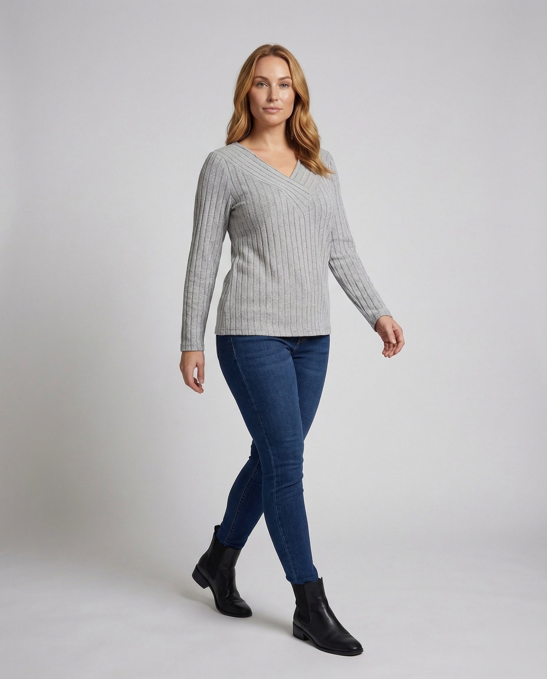Damen Feinstrickpullover Gerippt Tunika Länge - Norvielle