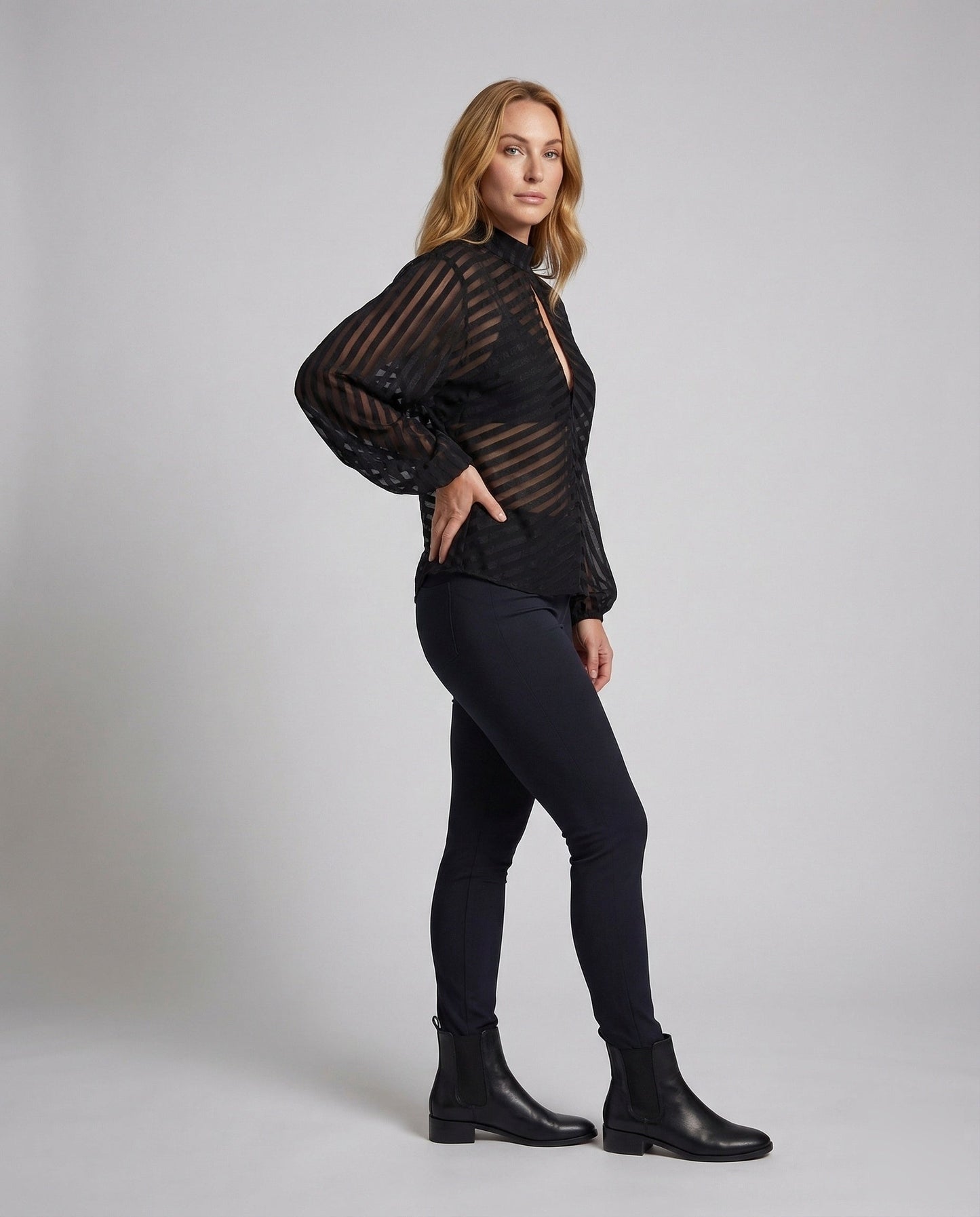 Damen Mesh Bluse Halbtransparent - Norvielle