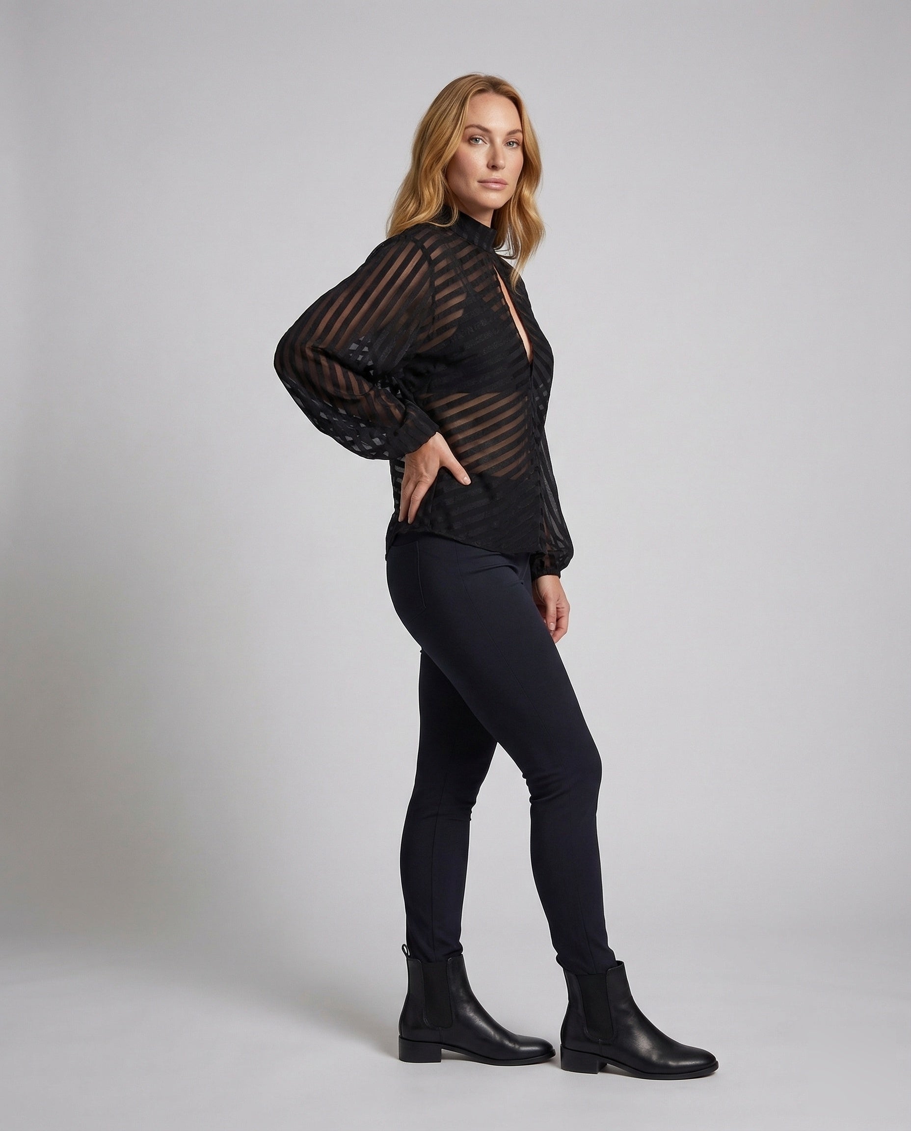 Damen Mesh Bluse Halbtransparent - Norvielle