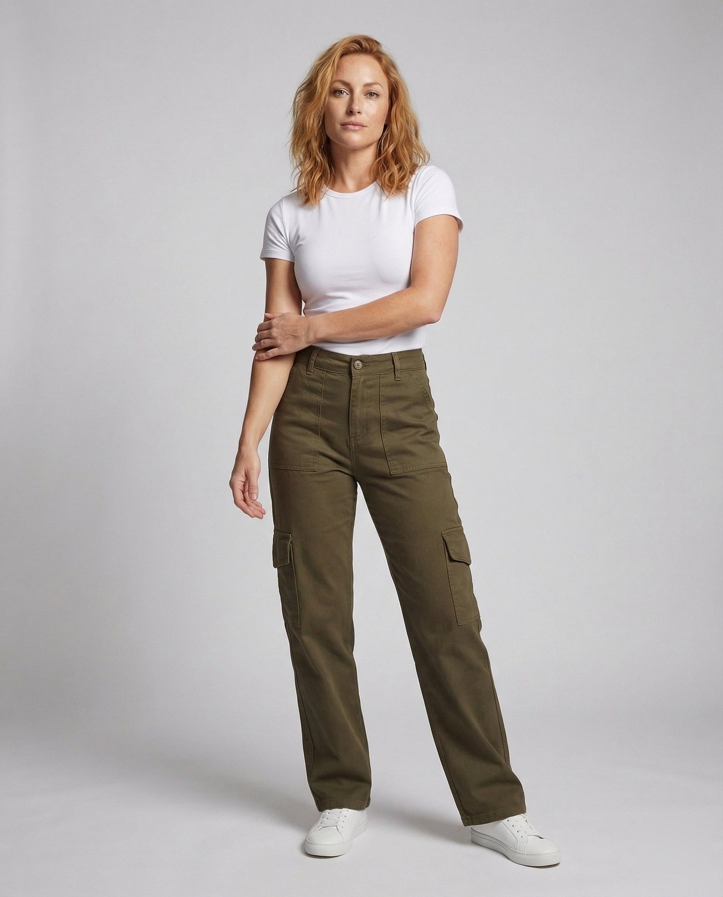 Damen Baumwoll Cargo-Hose Robust Beige - Norvielle