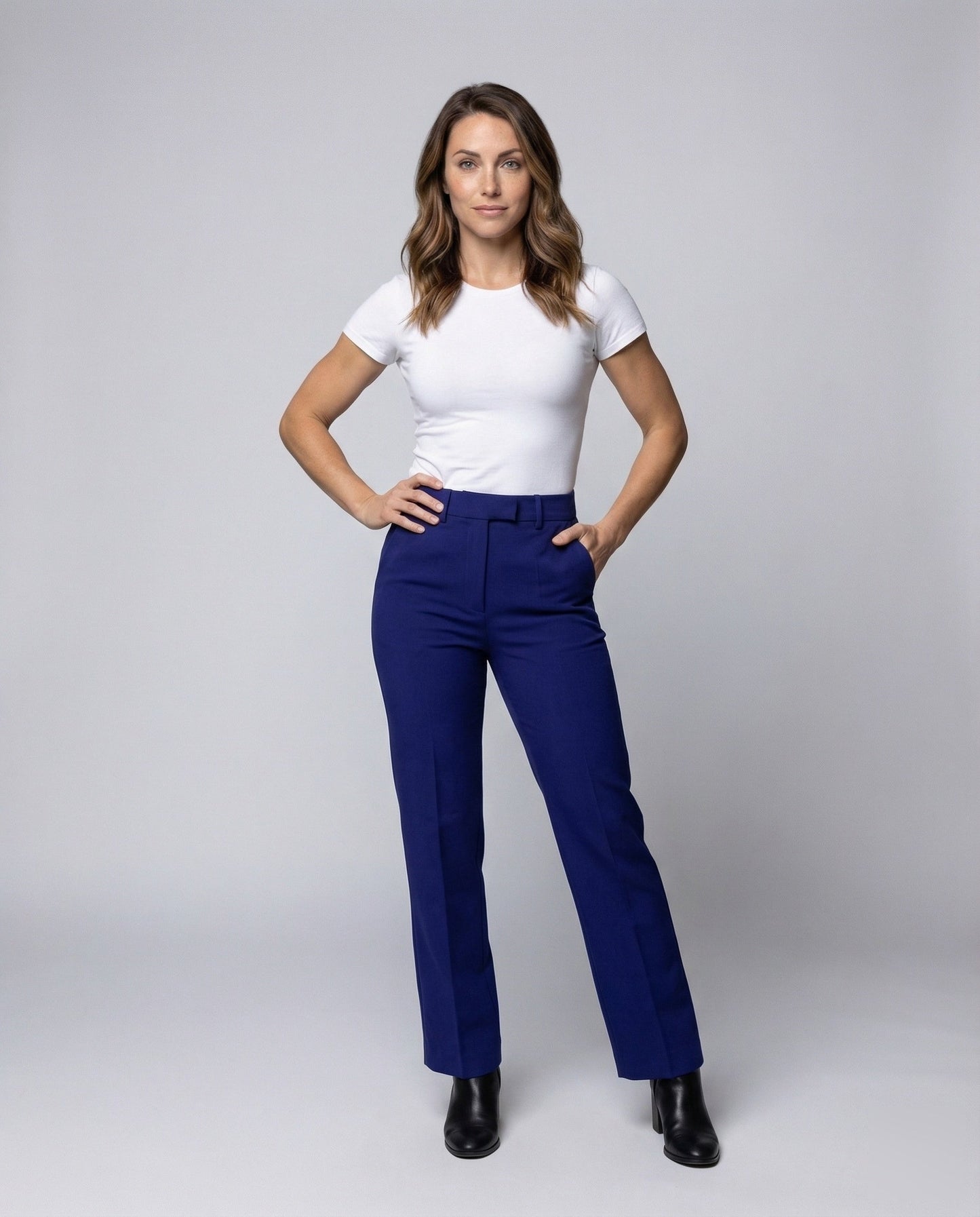 Damen klassische hochgeschnittene Bundfaltenhose - Norvielle