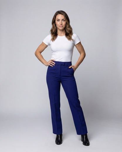 Damen klassische hochgeschnittene Bundfaltenhose - Norvielle
