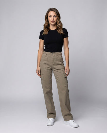 Damen Cargo Palazzo Hose Hochgeschnitten - Norvielle