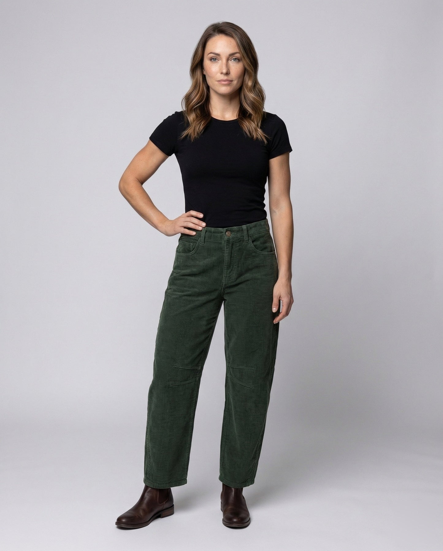 Damen Cordhose Weite Bein Hochgeschnitten - Norvielle