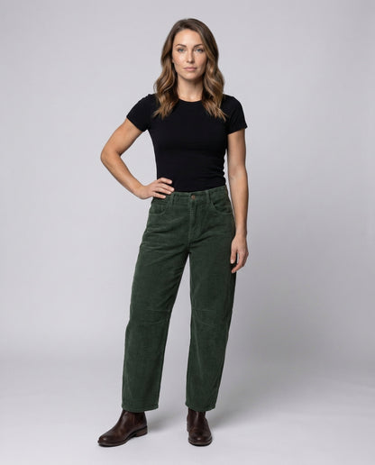 Damen Cordhose Weite Bein Hochgeschnitten - Norvielle