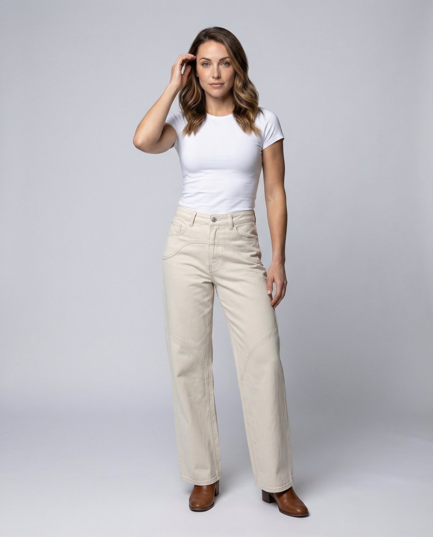 Damen Hochgeschnittene Jeans Hose - Norvielle