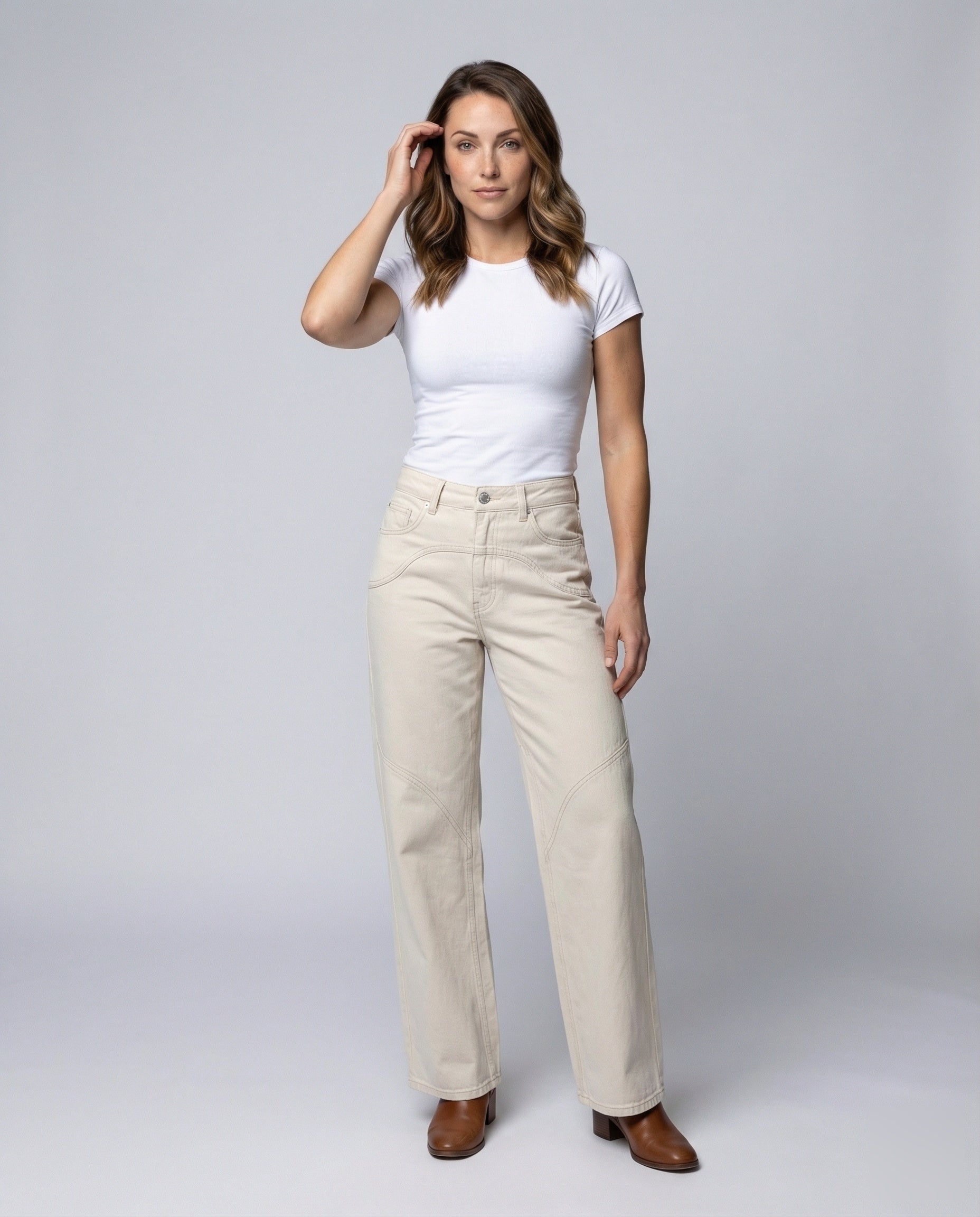 Damen Hochgeschnittene Jeans Hose - Norvielle