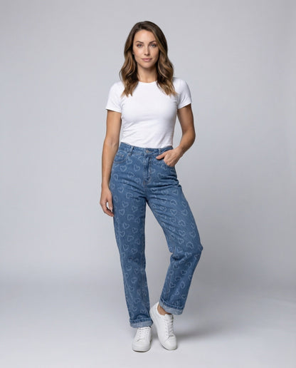 Damen Hochgeschnittene Steppjeans Schwarz - Norvielle
