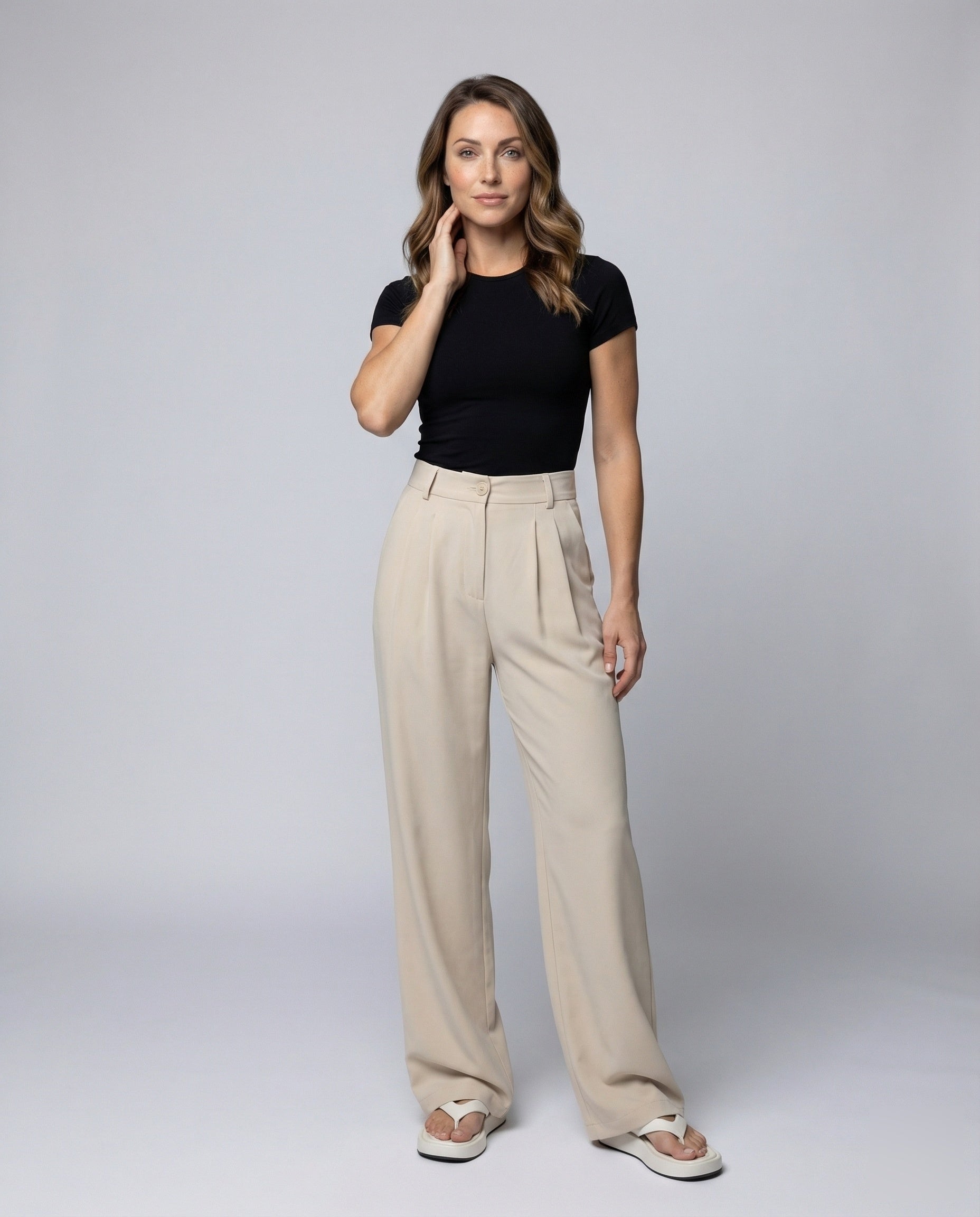 Damen Palazzo-Hose Hochgeschnitten Schwarz - Norvielle