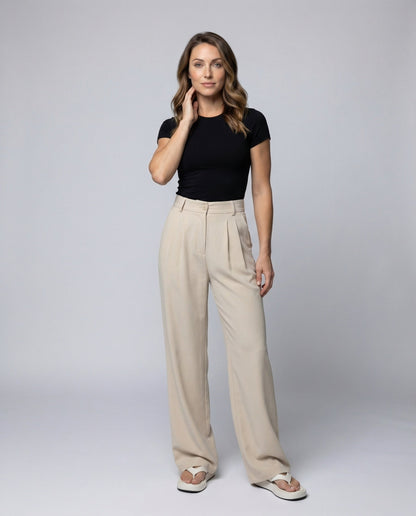 Damen Palazzo-Hose Hochgeschnitten Schwarz - Norvielle