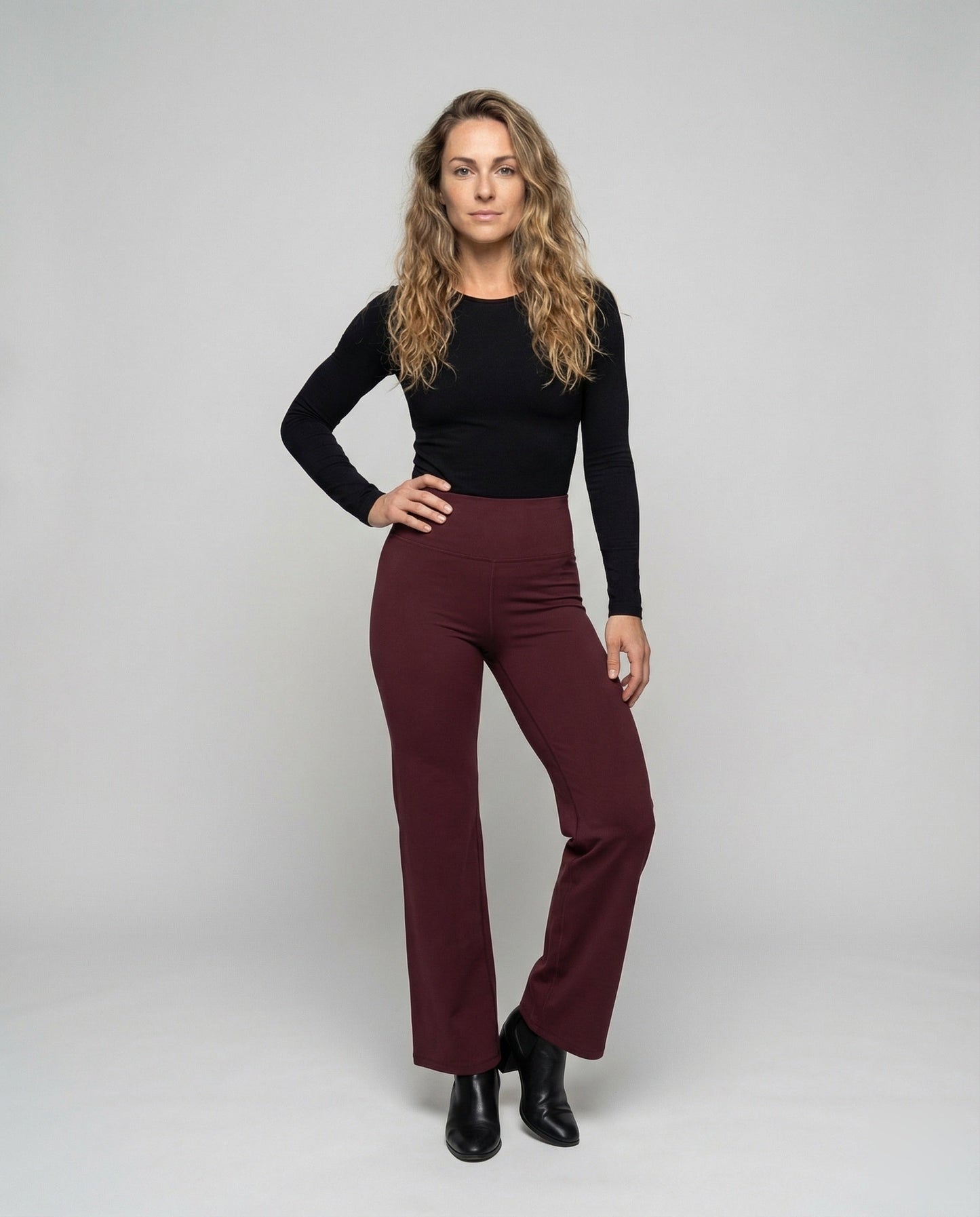 Damen Palazzohose Stretch Hochgeschnitten Schwarz - Norvielle