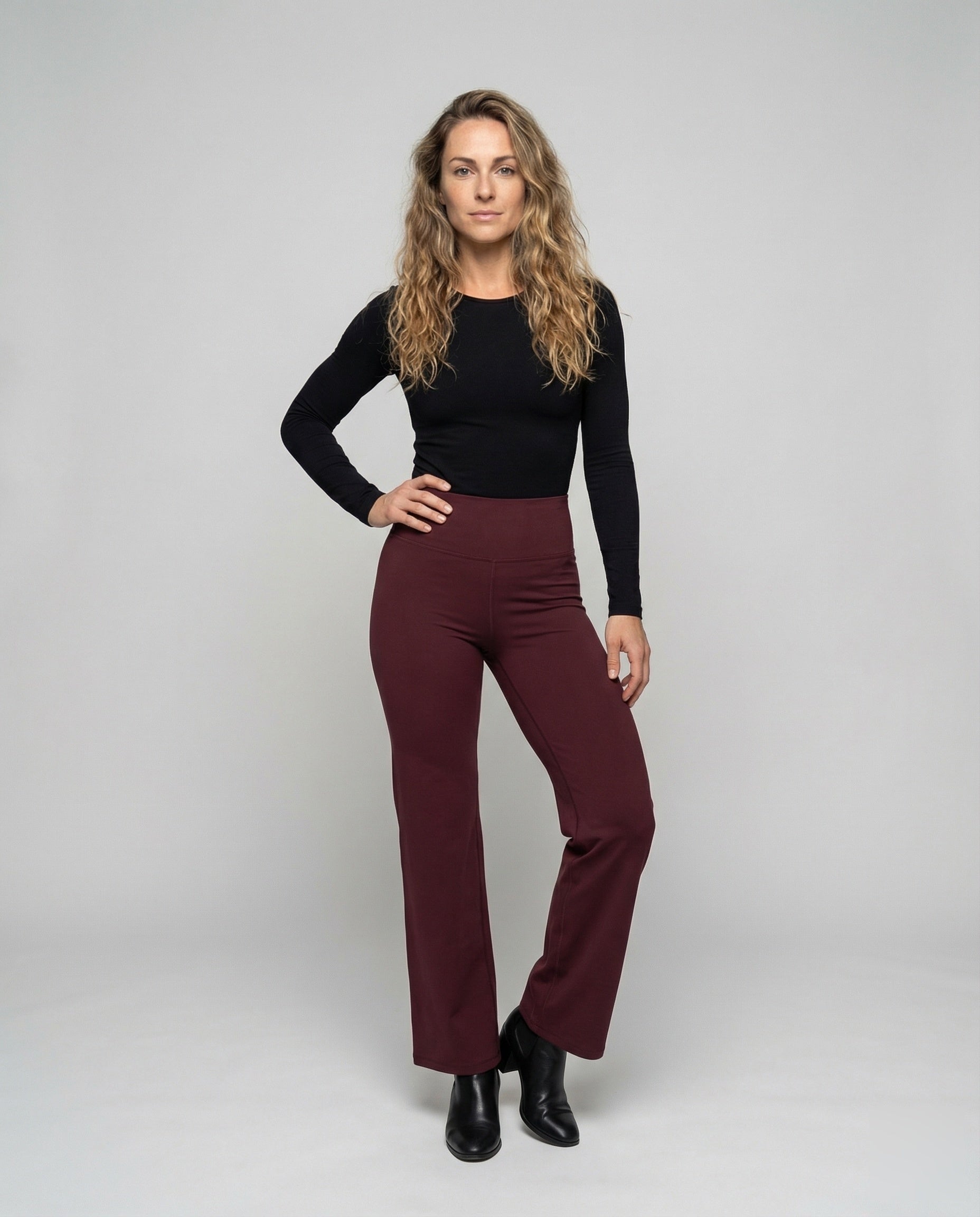 Damen Palazzohose Stretch Hochgeschnitten Schwarz - Norvielle