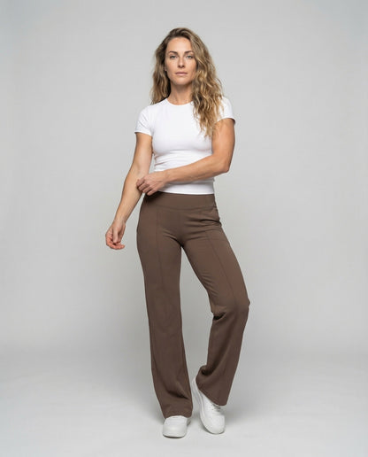 Damen Palazzohose Jersey Fließend Hochgeschnitten Schwarz - Norvielle