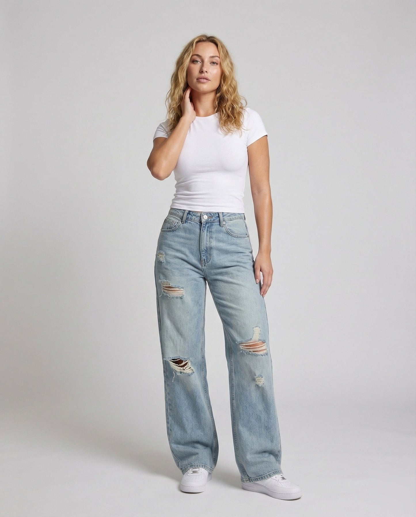 Damen Baggypants Weite Jeans Hochgeschnitten - Norvielle