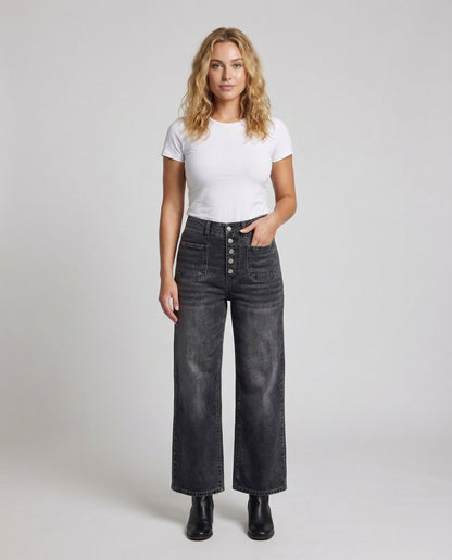 Damen hochgeschnittene weite knöchellange Jeans - Norvielle