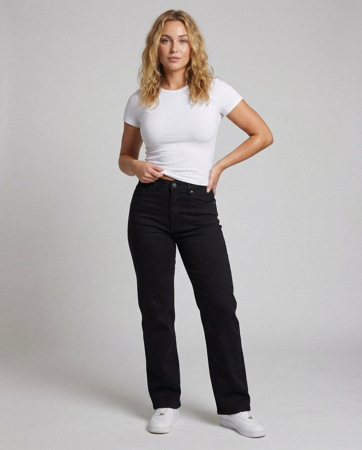 Damen Weite Jeanshose Hochgeschnitten - Norvielle