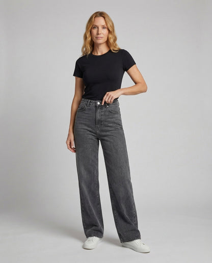 Damen Oversize Denimhose Hochtaillierte - Norvielle