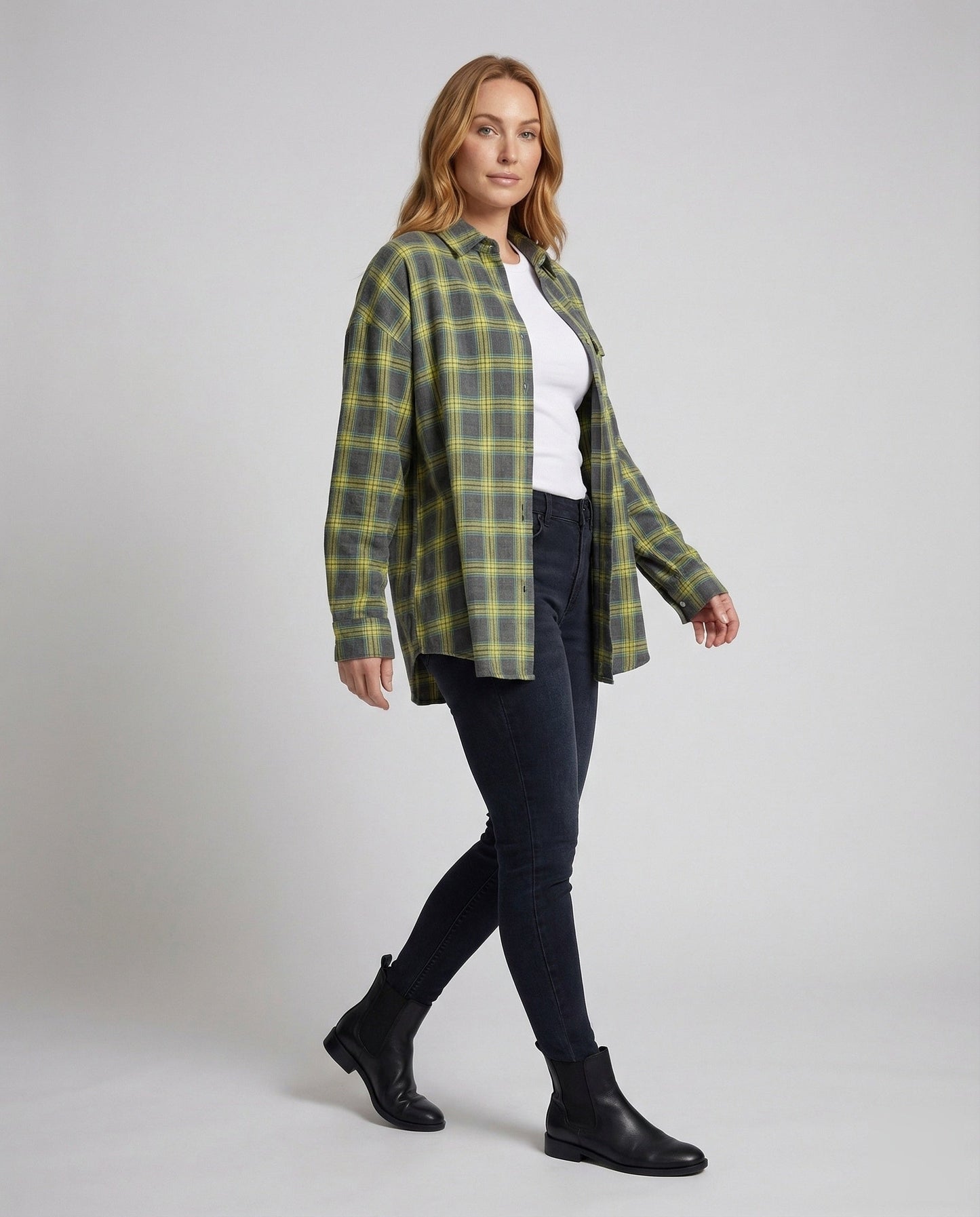 Damen Karierte Overshirt Hemdjacke Baumwolle Blau - Norvielle