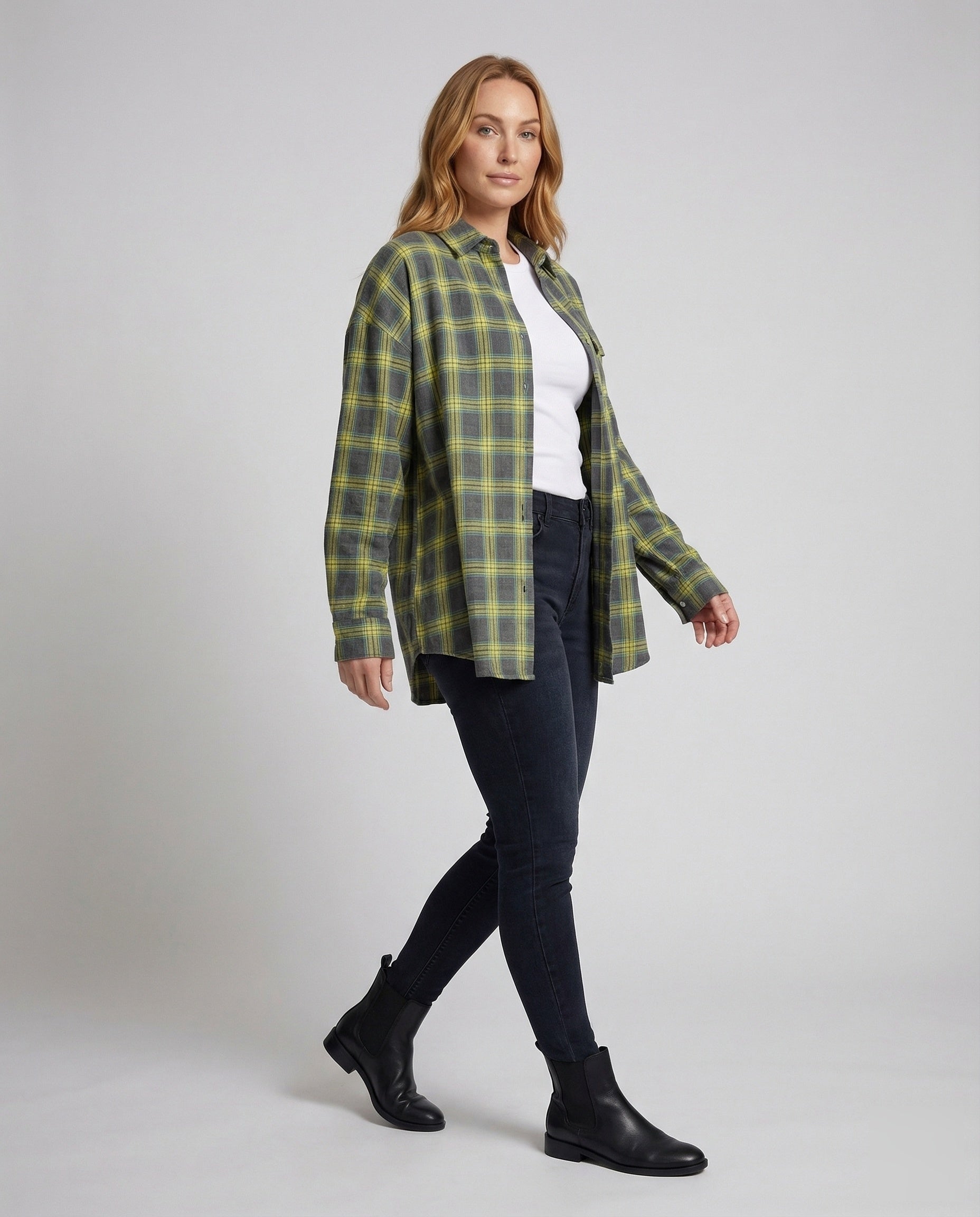 Damen Karierte Overshirt Hemdjacke Baumwolle Blau - Norvielle