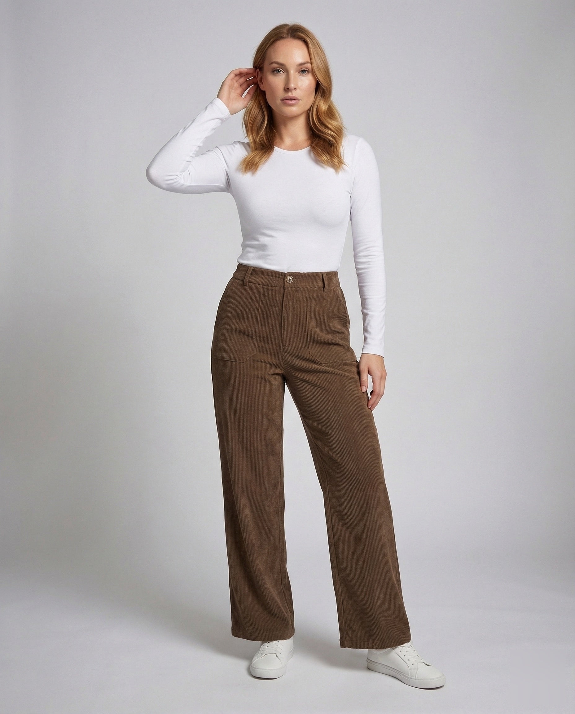 Damen Cordhose Knöchellang Palazzo Stil - Norvielle