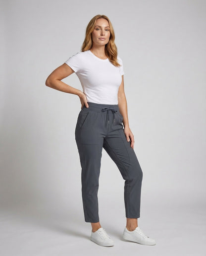 Damen Elastische Knöchellange Hosen Schwarz - Norvielle