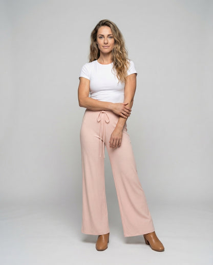 Damen Weitbein Loungehose Rippstruktur - Norvielle