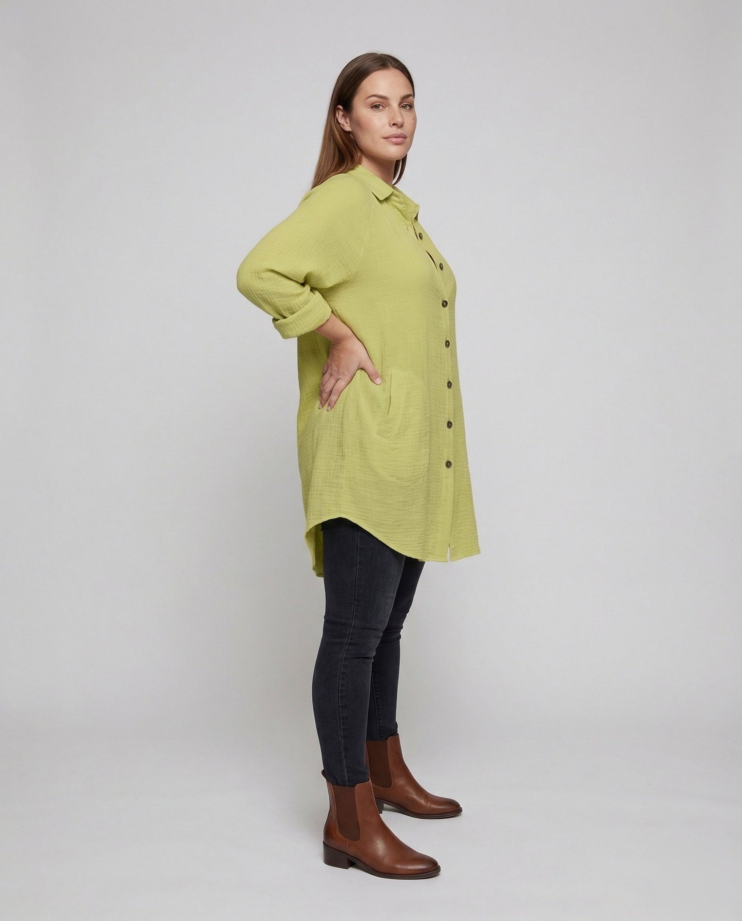 Damen Oversize Hemdblusenkleid Kurz - Norvielle