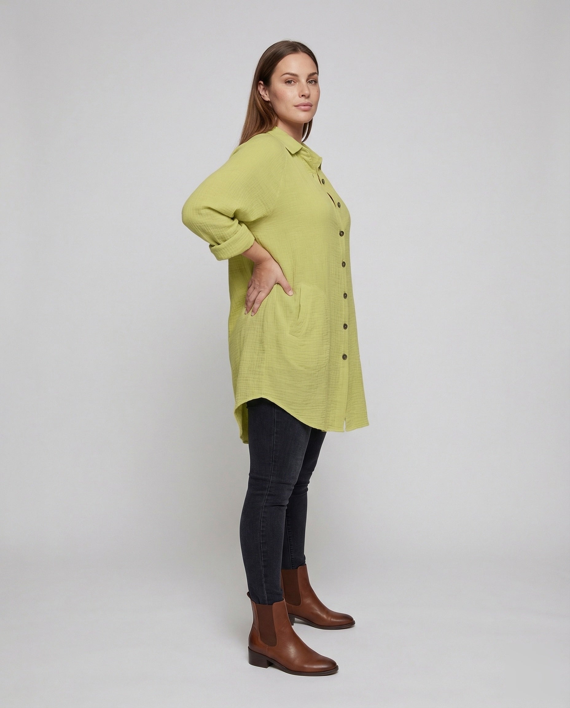 Damen Oversize Hemdblusenkleid Kurz - Norvielle