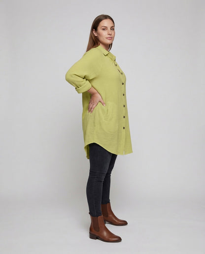 Damen Oversize Hemdblusenkleid Kurz - Norvielle