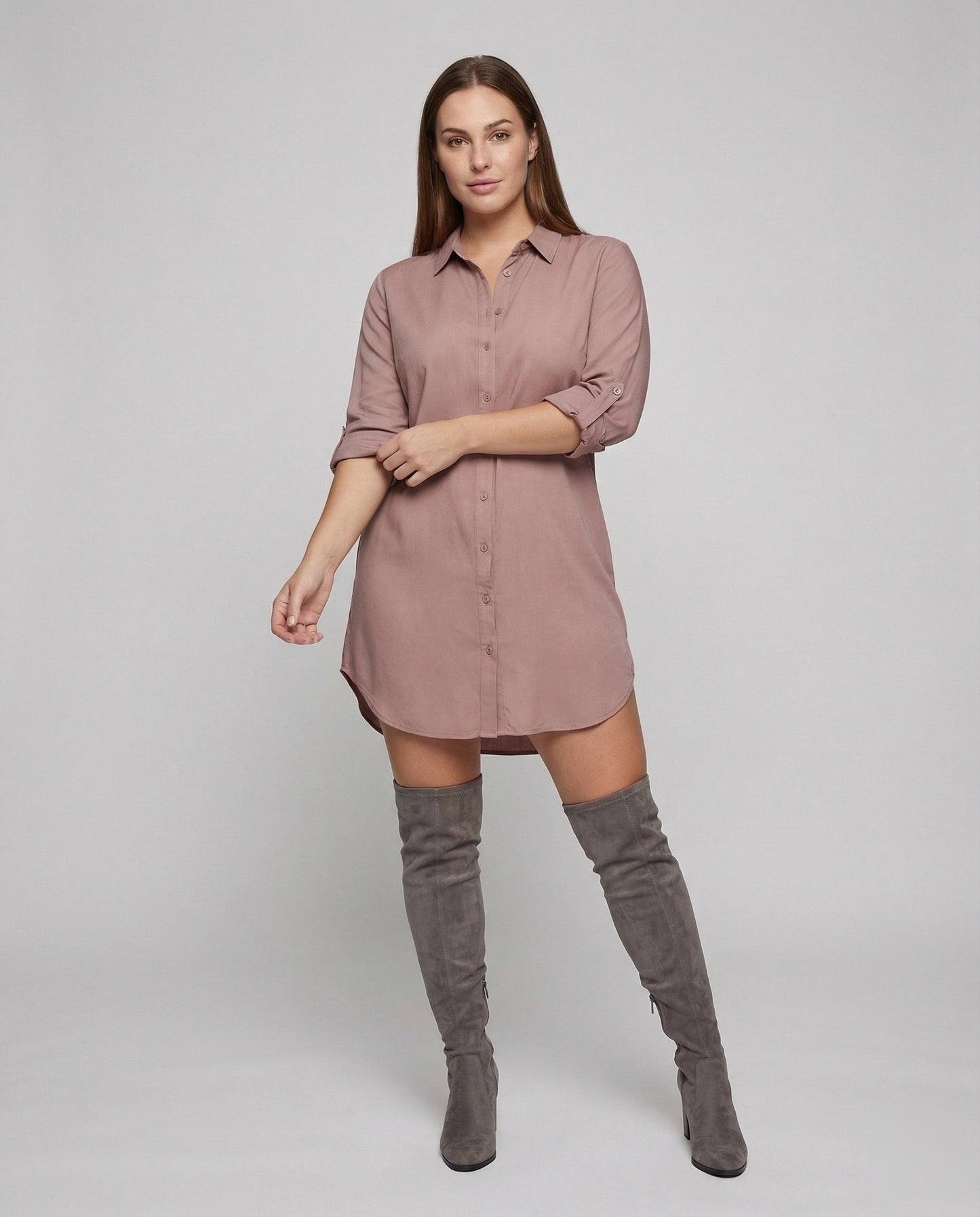 Damen Minikleid Kurz Hemdbluse - Norvielle