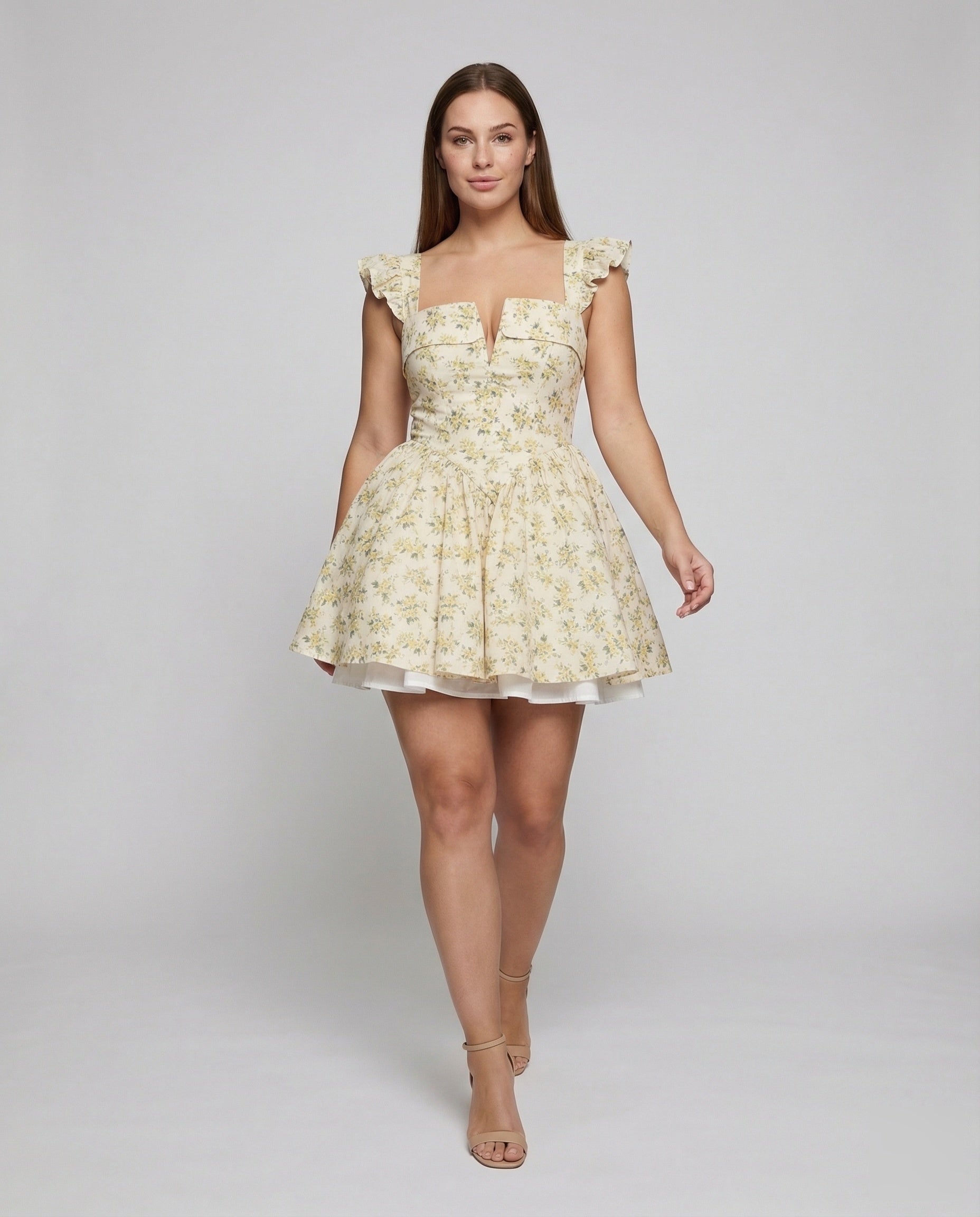 Damen Miederkleid Kurz Puffärmel - Norvielle