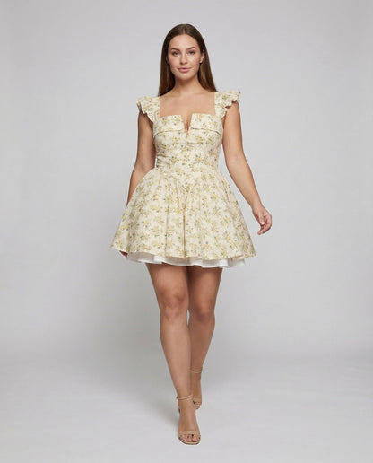 Damen Miederkleid Kurz Puffärmel - Norvielle